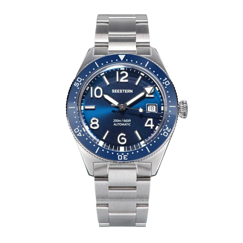 SEESTERN Taucheruhr für Herren, automatische mechanische Armbanduhren, Seagul ST2130-Uhrwerk, 20 bar wasserdicht, leuchtendes gewölbtes Glas