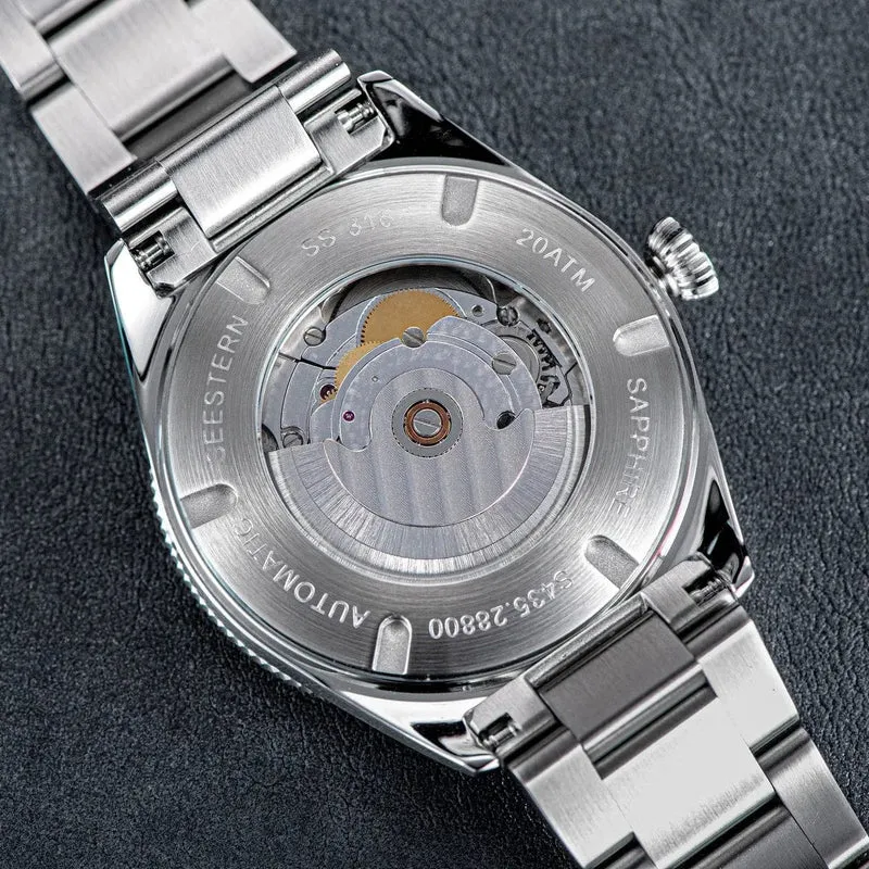 SEESTERN Taucheruhr für Herren, automatische mechanische Armbanduhren, Seagul ST2130-Uhrwerk, 20 bar wasserdicht, leuchtendes gewölbtes Glas