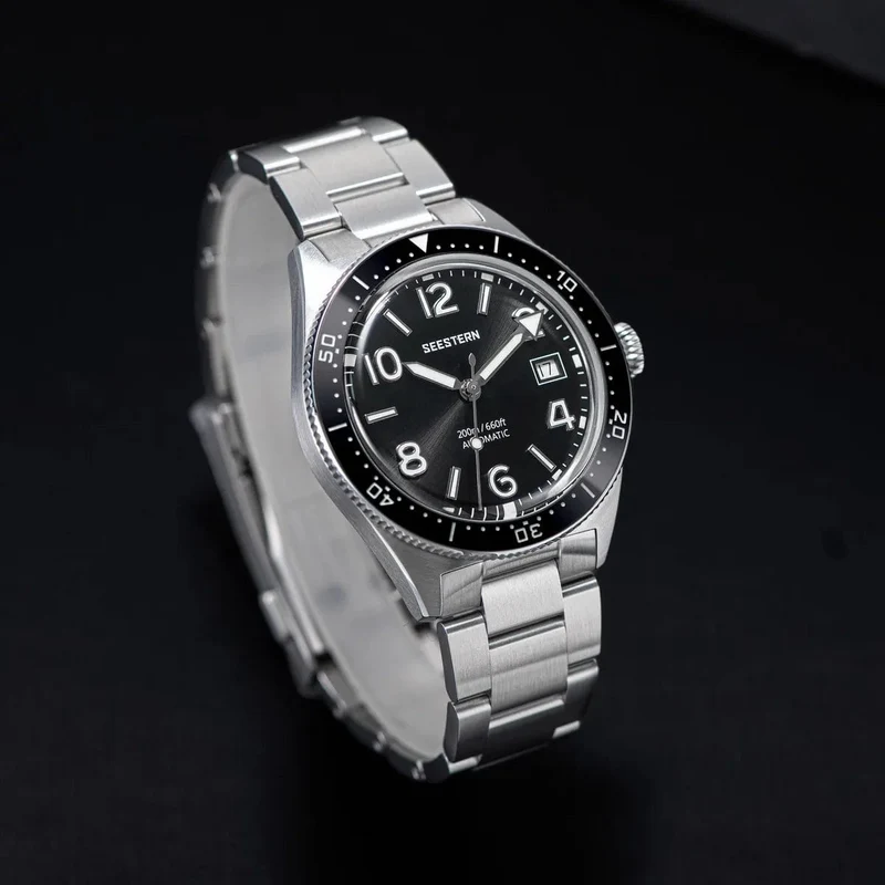 SEESTERN Taucheruhr für Herren, automatische mechanische Armbanduhren, Seagul ST2130-Uhrwerk, 20 bar wasserdicht, leuchtendes gewölbtes Glas