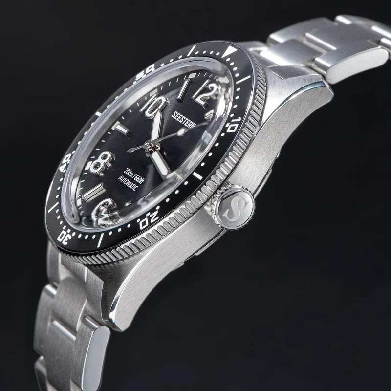SEESTERN Taucheruhr für Herren, automatische mechanische Armbanduhren, Seagul ST2130-Uhrwerk, 20 bar wasserdicht, leuchtendes gewölbtes Glas