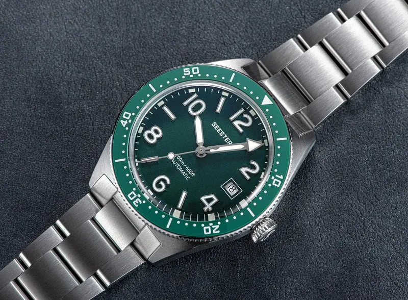 SEESTERN Taucheruhr für Herren, automatische mechanische Armbanduhren, Seagul ST2130-Uhrwerk, 20 bar wasserdicht, leuchtendes gewölbtes Glas