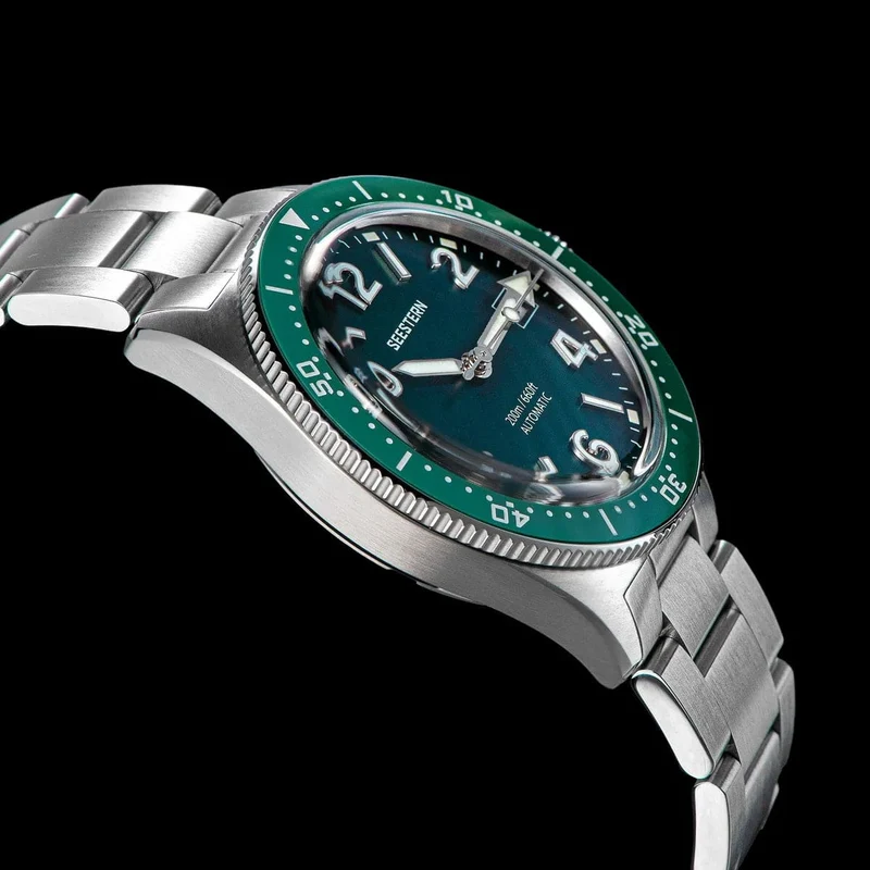 SEESTERN Taucheruhr für Herren, automatische mechanische Armbanduhren, Seagul ST2130-Uhrwerk, 20 bar wasserdicht, leuchtendes gewölbtes Glas
