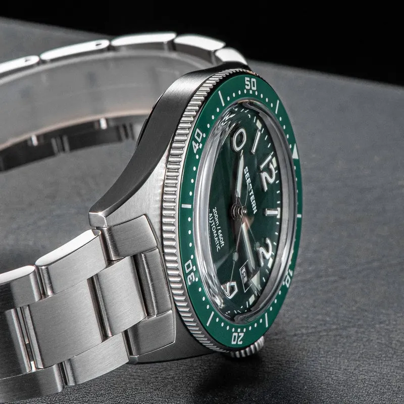 SEESTERN Taucheruhr für Herren, automatische mechanische Armbanduhren, Seagul ST2130-Uhrwerk, 20 bar wasserdicht, leuchtendes gewölbtes Glas