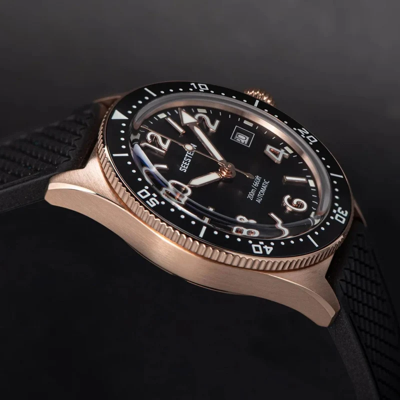 SEESTERN Taucheruhr für Herren, automatische mechanische Armbanduhren, Seagul ST2130-Uhrwerk, 20 bar wasserdicht, leuchtendes gewölbtes Glas