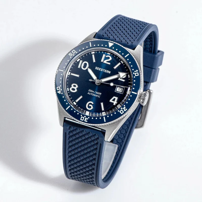 SEESTERN Taucheruhr für Herren, automatische mechanische Armbanduhren, Seagul ST2130-Uhrwerk, 20 bar wasserdicht, leuchtendes gewölbtes Glas