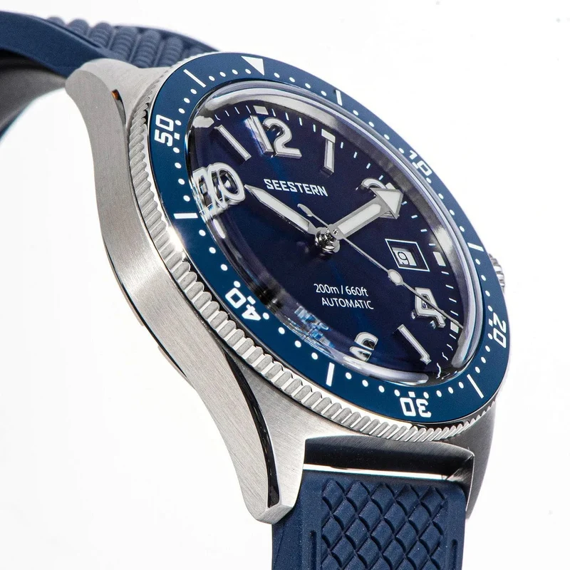 SEESTERN Taucheruhr für Herren, automatische mechanische Armbanduhren, Seagul ST2130-Uhrwerk, 20 bar wasserdicht, leuchtendes gewölbtes Glas
