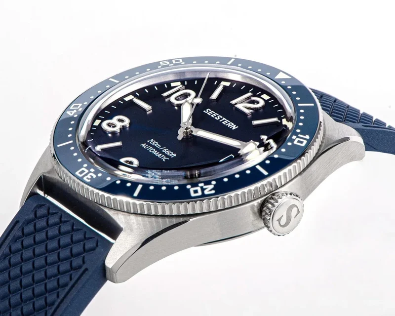 SEESTERN Taucheruhr für Herren, automatische mechanische Armbanduhren, Seagul ST2130-Uhrwerk, 20 bar wasserdicht, leuchtendes gewölbtes Glas