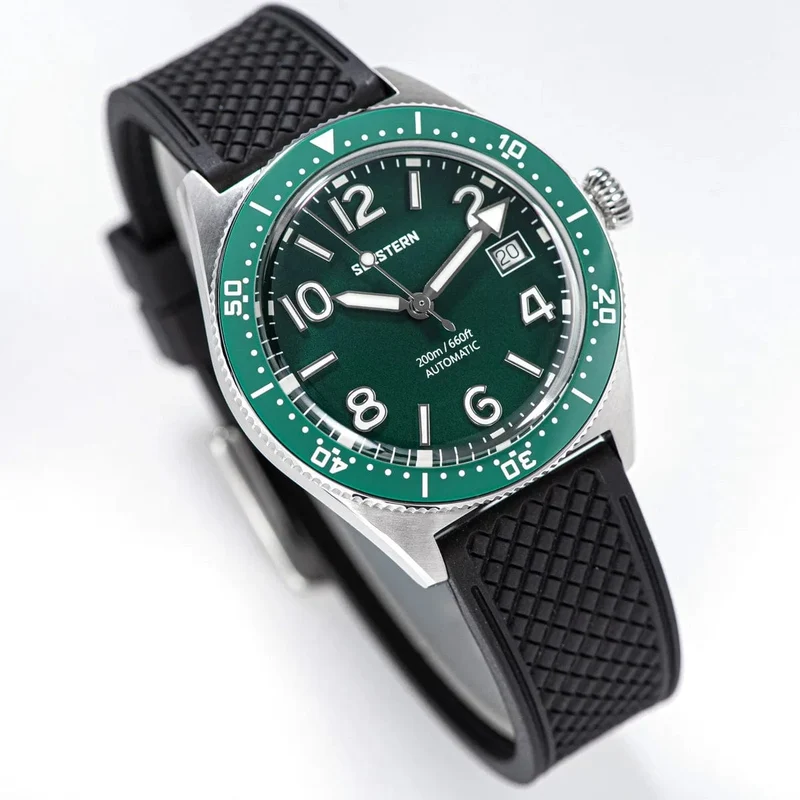 SEESTERN Taucheruhr für Herren, automatische mechanische Armbanduhren, Seagul ST2130-Uhrwerk, 20 bar wasserdicht, leuchtendes gewölbtes Glas