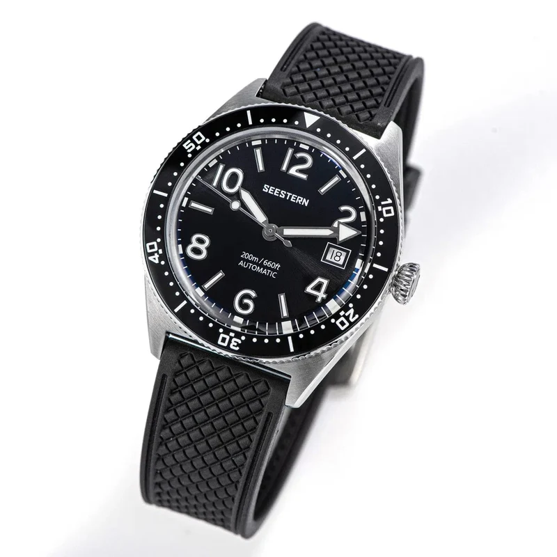 SEESTERN Taucheruhr für Herren, automatische mechanische Armbanduhren, Seagul ST2130-Uhrwerk, 20 bar wasserdicht, leuchtendes gewölbtes Glas