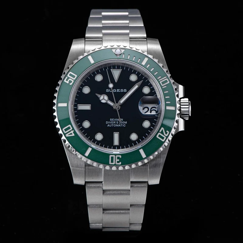 Sugess Diver Water Herrenuhr Ghost Luxus automatische mechanische Uhren Nh35 Uhrwerk Keramiklünette 20ATM Leuchtkalender