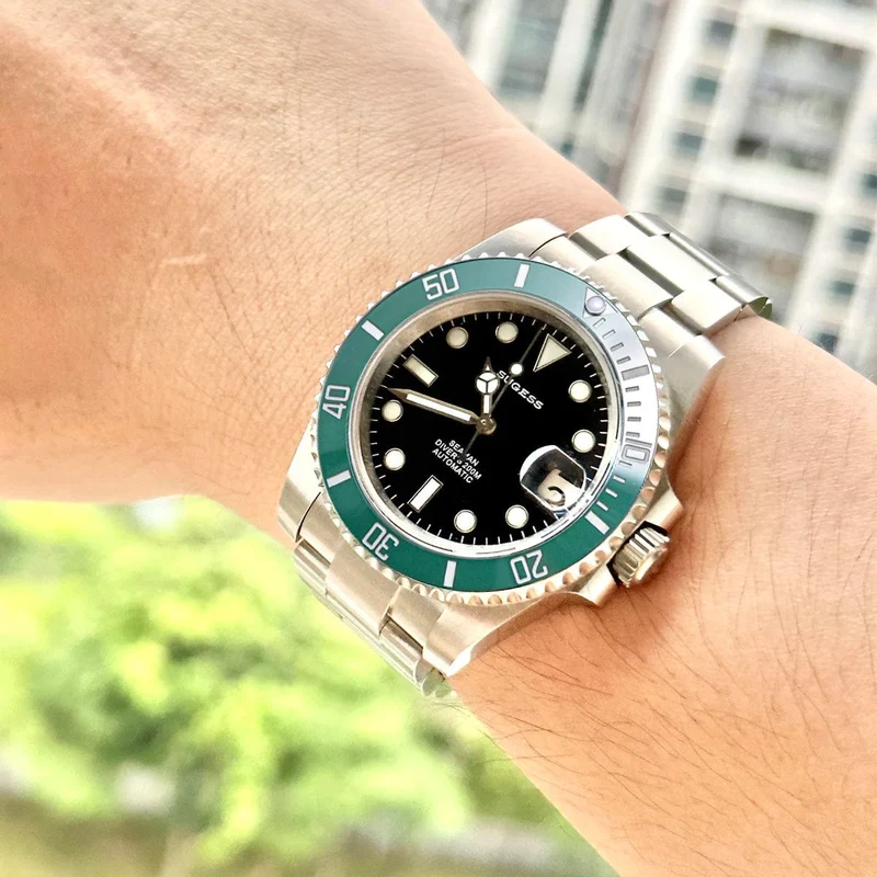 Sugess Diver Water Herrenuhr Ghost Luxus automatische mechanische Uhren Nh35 Uhrwerk Keramiklünette 20ATM Leuchtkalender