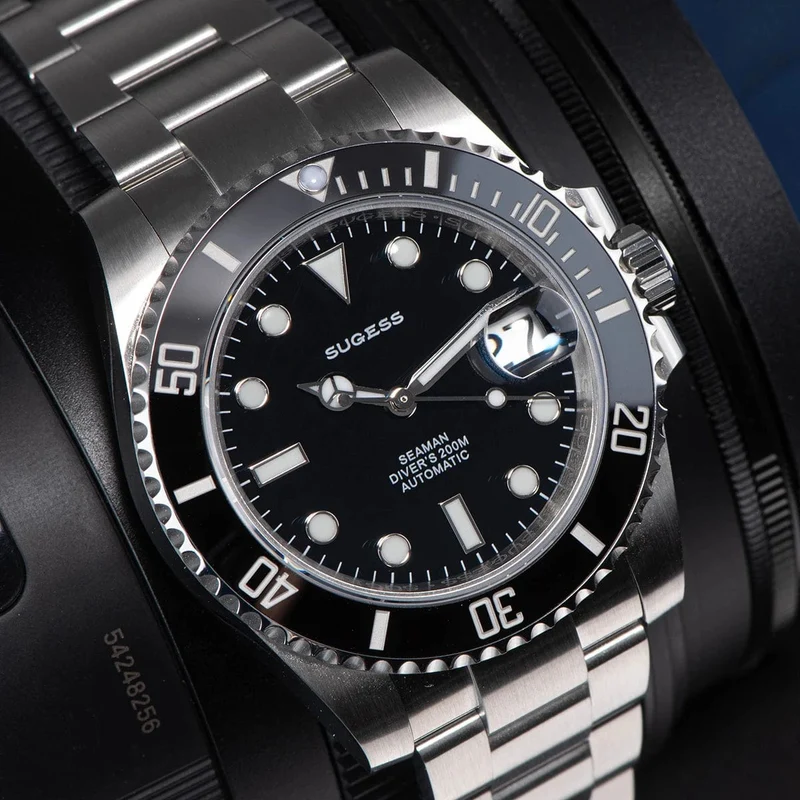 Sugess Diver Water Herrenuhr Ghost Luxus automatische mechanische Uhren Nh35 Uhrwerk Keramiklünette 20ATM Leuchtkalender