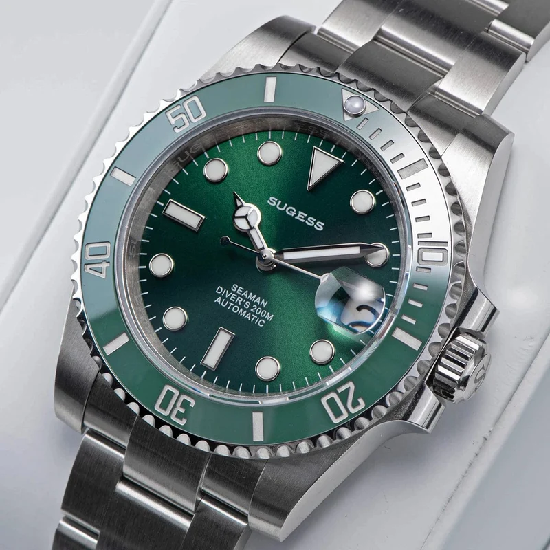 Sugess Diver Water Herrenuhr Ghost Luxus automatische mechanische Uhren Nh35 Uhrwerk Keramiklünette 20ATM Leuchtkalender