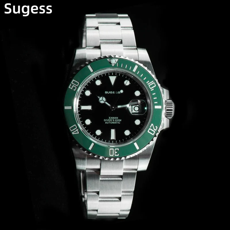 Sugess Diver Water Herrenuhr Ghost Luxus automatische mechanische Uhren Nh35 Uhrwerk Keramiklünette 20ATM Leuchtkalender