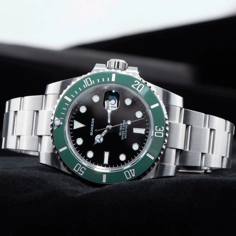 Sugess Diver Water Herrenuhr Ghost Luxus automatische mechanische Uhren Nh35 Uhrwerk Keramiklünette 20ATM Leuchtkalender