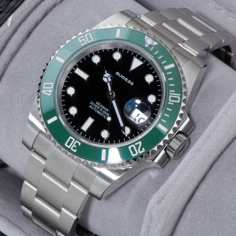 Sugess Diver Water Herrenuhr Ghost Luxus automatische mechanische Uhren Nh35 Uhrwerk Keramiklünette 20ATM Leuchtkalender