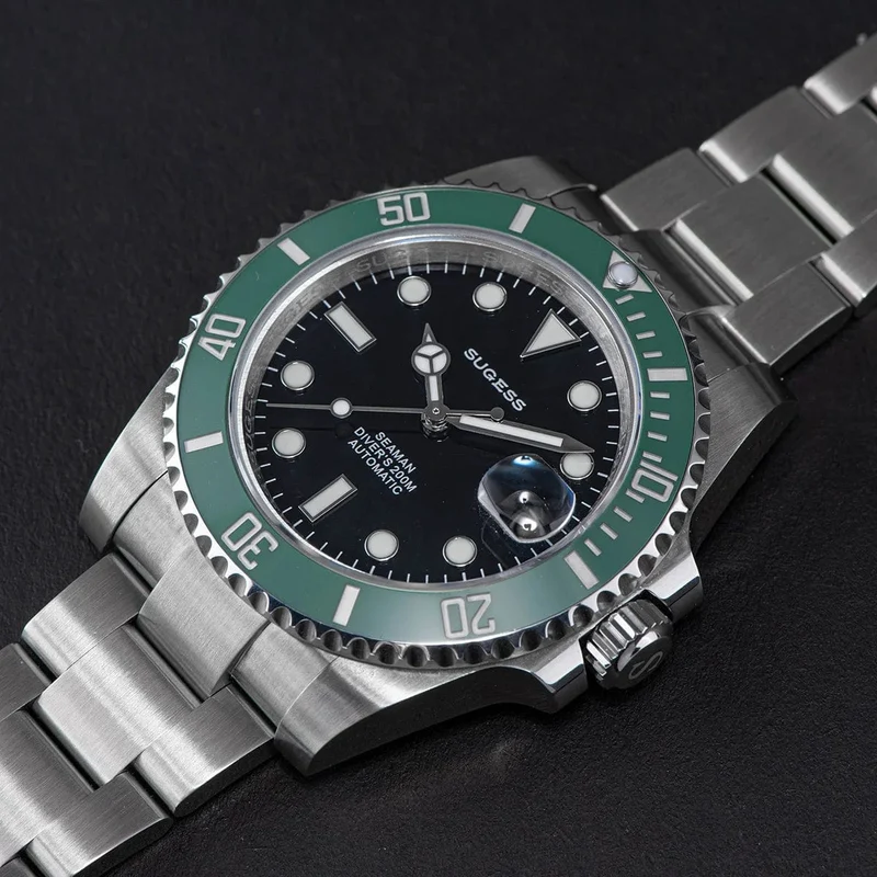 Sugess Diver Water Herrenuhr Ghost Luxus automatische mechanische Uhren Nh35 Uhrwerk Keramiklünette 20ATM Leuchtkalender