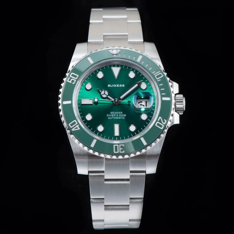 Sugess Diver Water Herrenuhr Ghost Luxus automatische mechanische Uhren Nh35 Uhrwerk Keramiklünette 20ATM Leuchtkalender