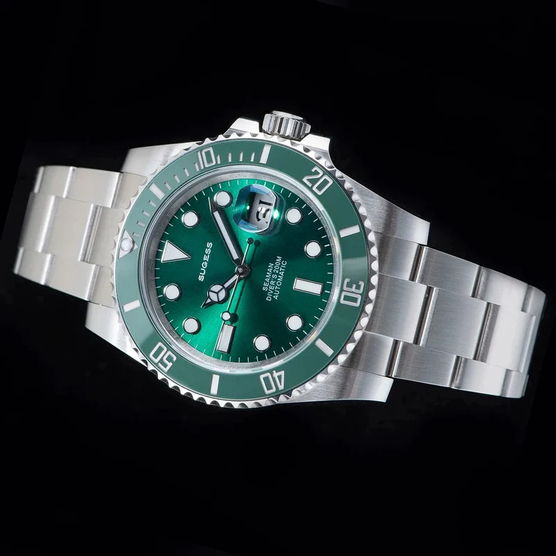 Sugess Diver Water Herrenuhr Ghost Luxus automatische mechanische Uhren Nh35 Uhrwerk Keramiklünette 20ATM Leuchtkalender