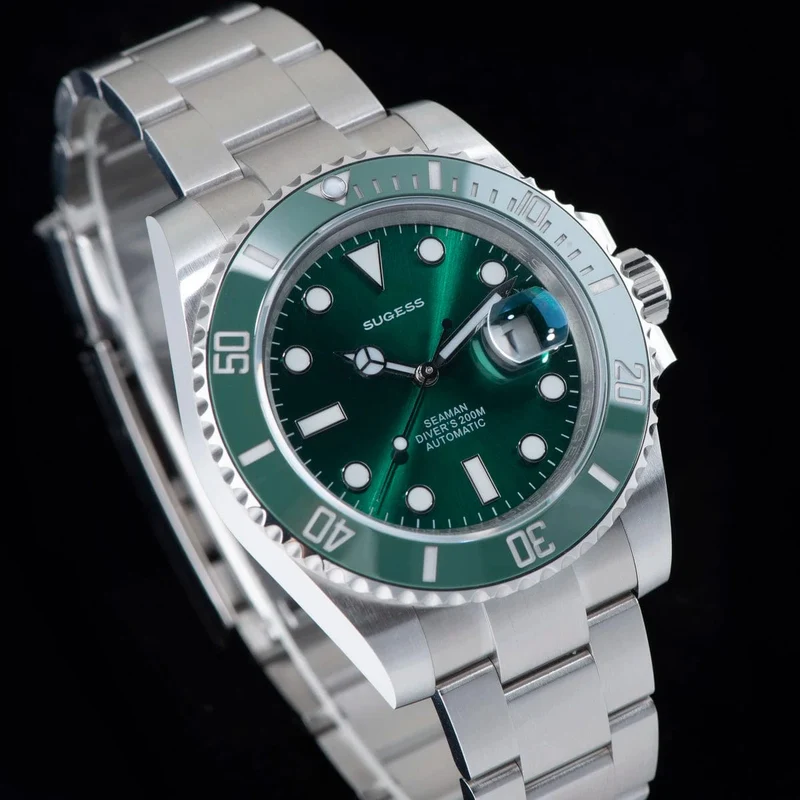 Sugess Diver Water Herrenuhr Ghost Luxus automatische mechanische Uhren Nh35 Uhrwerk Keramiklünette 20ATM Leuchtkalender