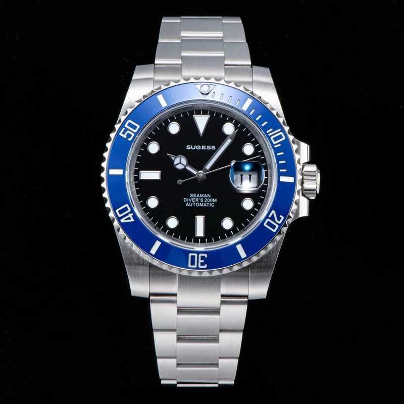 Sugess Diver Water Herrenuhr Ghost Luxus automatische mechanische Uhren Nh35 Uhrwerk Keramiklünette 20ATM Leuchtkalender