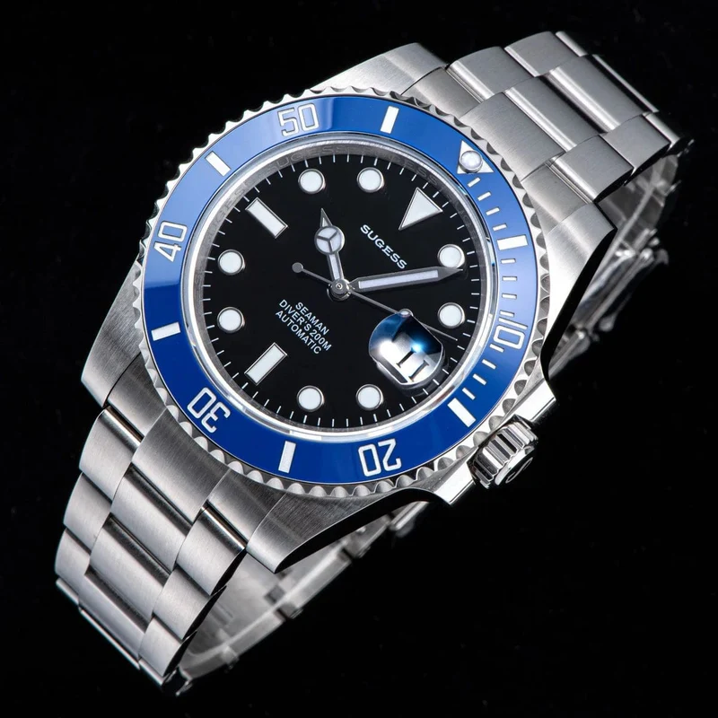 Sugess Diver Water Herrenuhr Ghost Luxus automatische mechanische Uhren Nh35 Uhrwerk Keramiklünette 20ATM Leuchtkalender