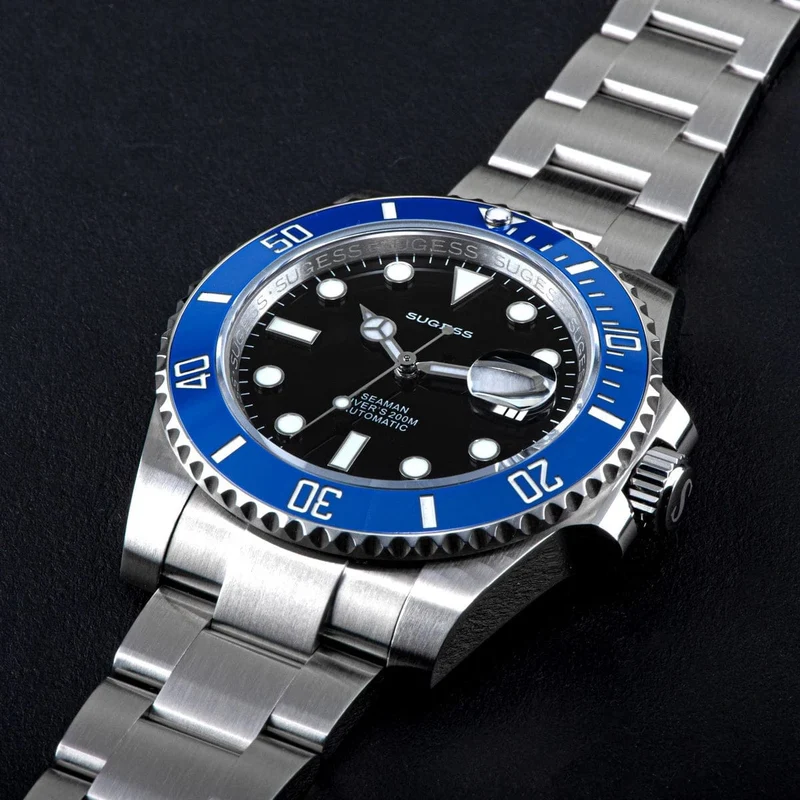 Sugess Diver Water Herrenuhr Ghost Luxus automatische mechanische Uhren Nh35 Uhrwerk Keramiklünette 20ATM Leuchtkalender