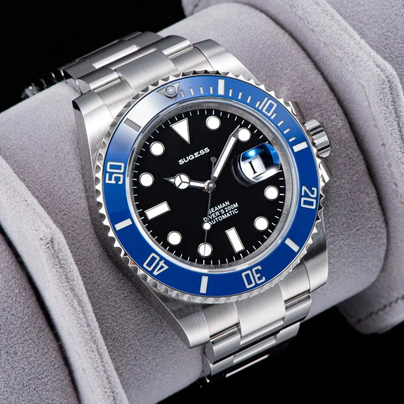 Sugess Diver Water Herrenuhr Ghost Luxus automatische mechanische Uhren Nh35 Uhrwerk Keramiklünette 20ATM Leuchtkalender