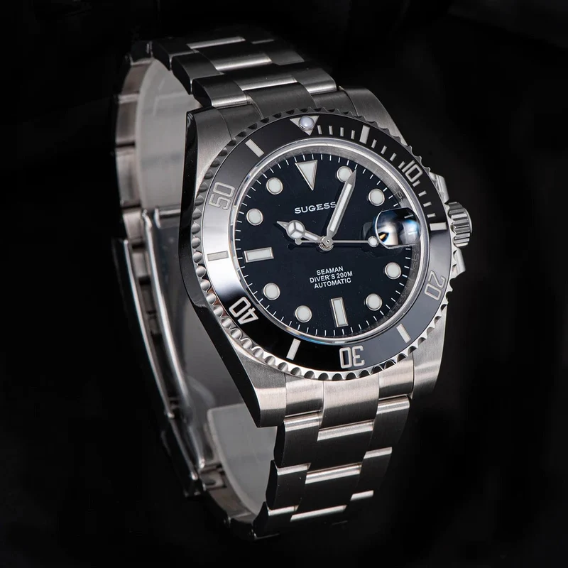 Sugess Diver Water Herrenuhr Ghost Luxus automatische mechanische Uhren Nh35 Uhrwerk Keramiklünette 20ATM Leuchtkalender