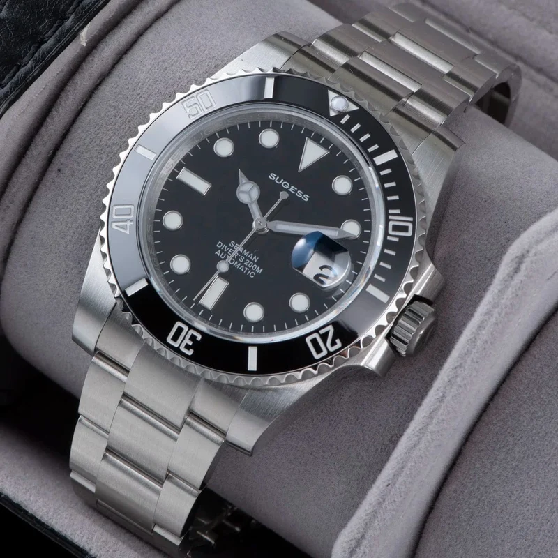 Sugess Diver Water Herrenuhr Ghost Luxus automatische mechanische Uhren Nh35 Uhrwerk Keramiklünette 20ATM Leuchtkalender
