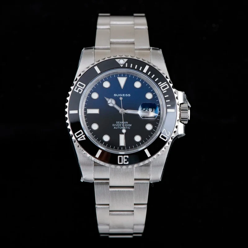 Sugess Diver Water Herrenuhr Ghost Luxus automatische mechanische Uhren Nh35 Uhrwerk Keramiklünette 20ATM Leuchtkalender