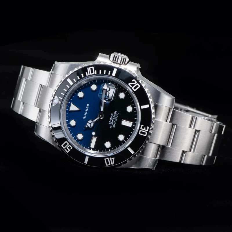 Sugess Diver Water Herrenuhr Ghost Luxus automatische mechanische Uhren Nh35 Uhrwerk Keramiklünette 20ATM Leuchtkalender