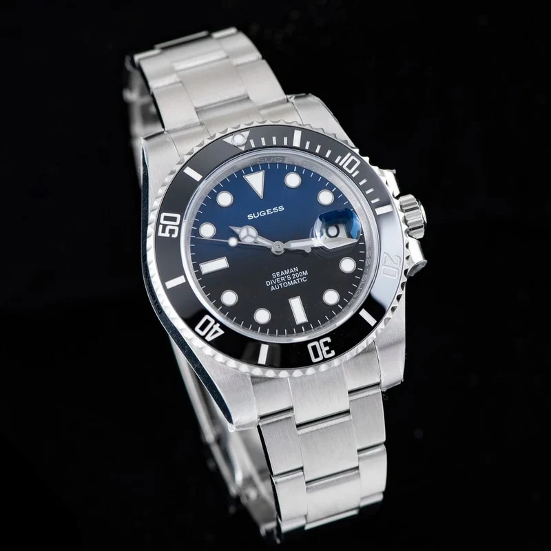 Sugess Diver Water Herrenuhr Ghost Luxus automatische mechanische Uhren Nh35 Uhrwerk Keramiklünette 20ATM Leuchtkalender