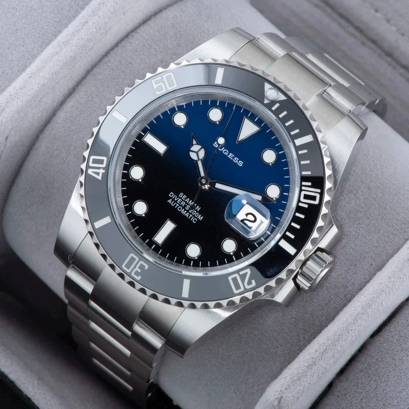 Sugess Diver Water Herrenuhr Ghost Luxus automatische mechanische Uhren Nh35 Uhrwerk Keramiklünette 20ATM Leuchtkalender