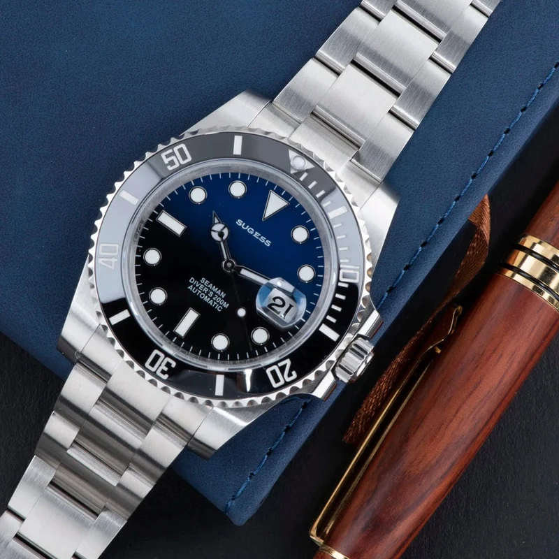 Sugess Diver Water Herrenuhr Ghost Luxus automatische mechanische Uhren Nh35 Uhrwerk Keramiklünette 20ATM Leuchtkalender