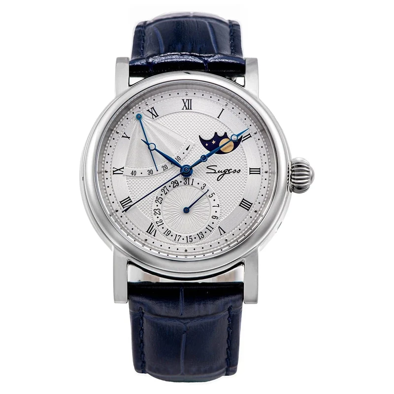 2023 Sugess Herrenuhr, automatisch, mechanisch, Mondphase, Armbanduhr, Gangreserve, Saphir, wasserdicht, Tianjin-Uhrwerk