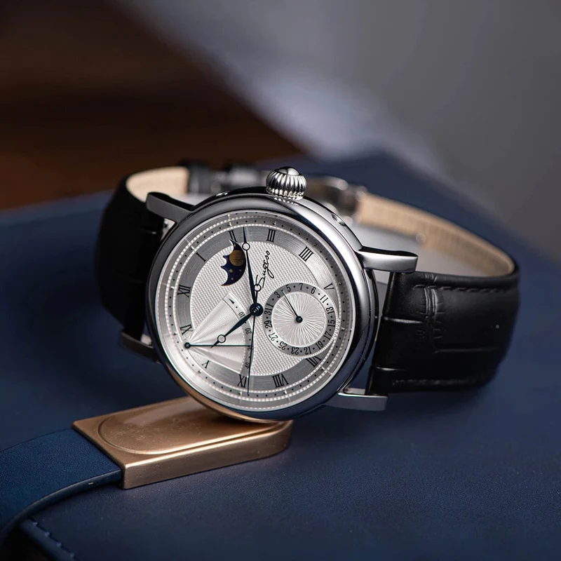 2023 Sugess Herrenuhr, automatisch, mechanisch, Mondphase, Armbanduhr, Gangreserve, Saphir, wasserdicht, Tianjin-Uhrwerk