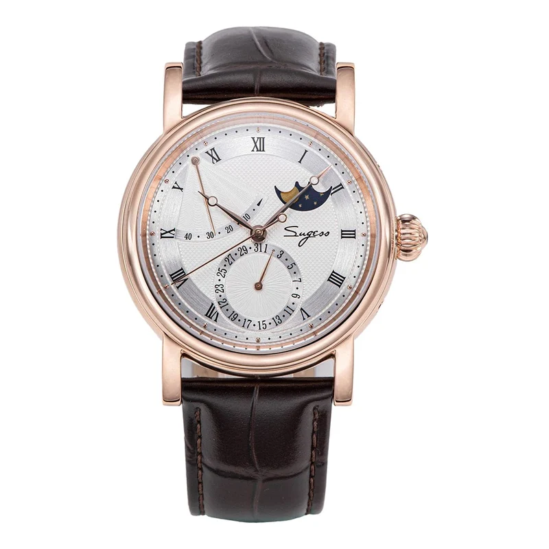 2023 Sugess Herrenuhr, automatisch, mechanisch, Mondphase, Armbanduhr, Gangreserve, Saphir, wasserdicht, Tianjin-Uhrwerk