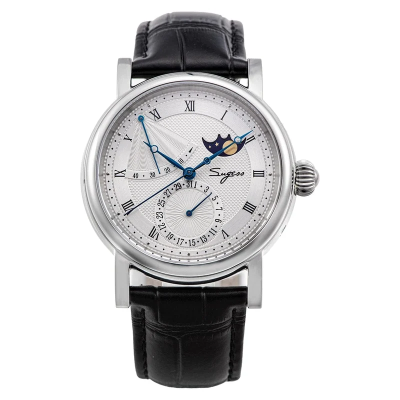 2023 Sugess Herrenuhr, automatisch, mechanisch, Mondphase, Armbanduhr, Gangreserve, Saphir, wasserdicht, Tianjin-Uhrwerk