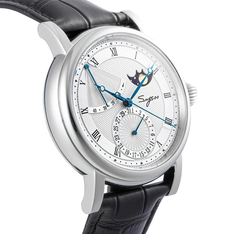 2023 Sugess Herrenuhr, automatisch, mechanisch, Mondphase, Armbanduhr, Gangreserve, Saphir, wasserdicht, Tianjin-Uhrwerk