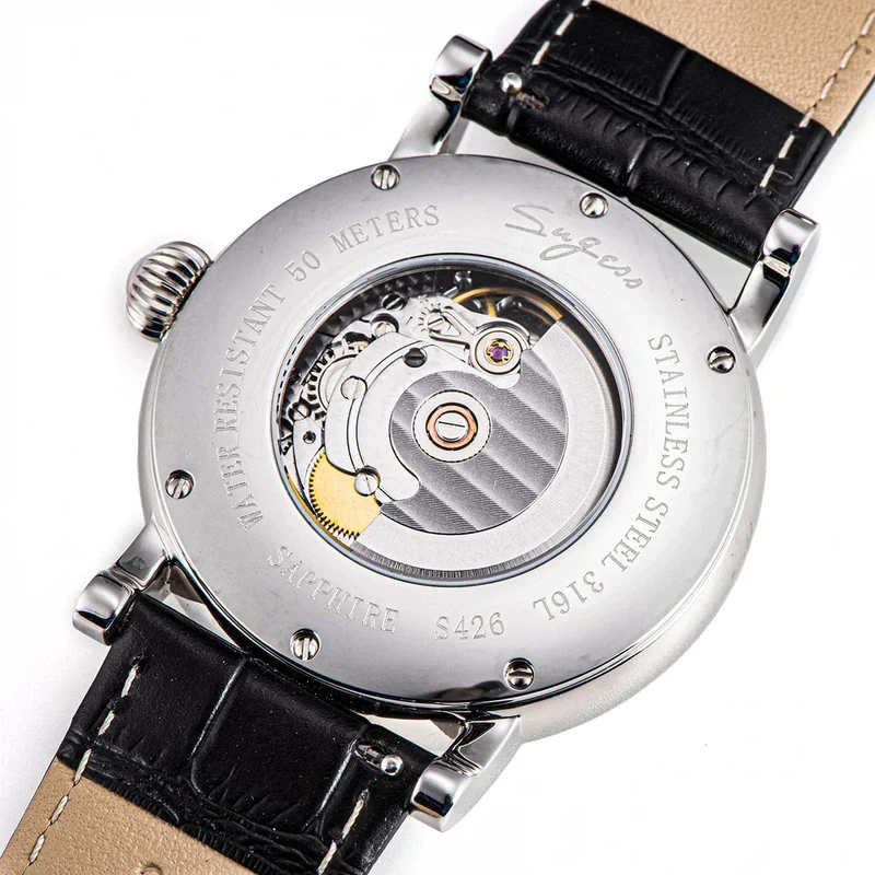 2023 Sugess Herrenuhr, automatisch, mechanisch, Mondphase, Armbanduhr, Gangreserve, Saphir, wasserdicht, Tianjin-Uhrwerk