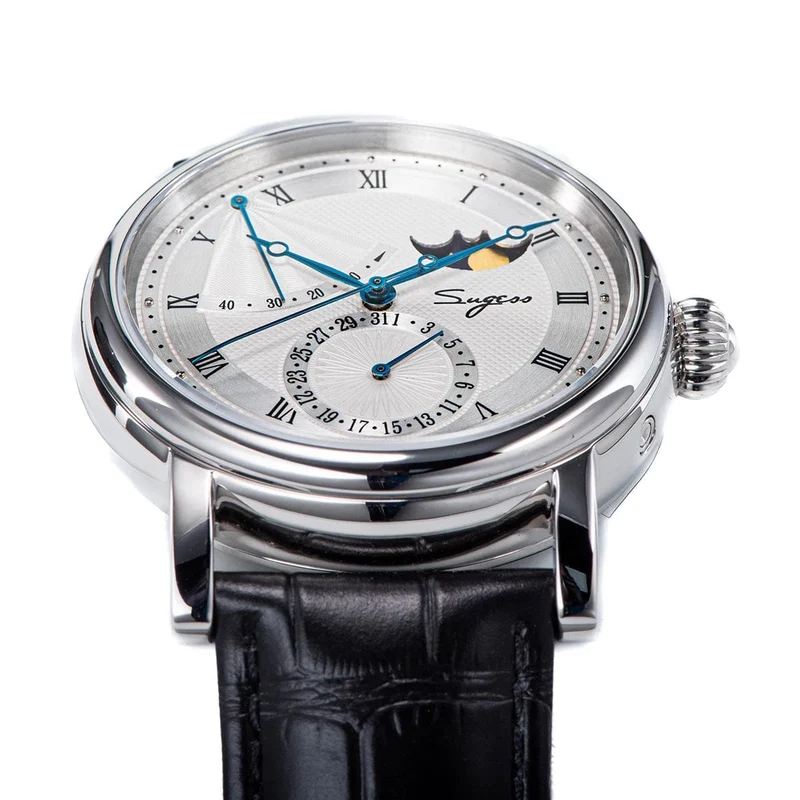 2023 Sugess Herrenuhr, automatisch, mechanisch, Mondphase, Armbanduhr, Gangreserve, Saphir, wasserdicht, Tianjin-Uhrwerk
