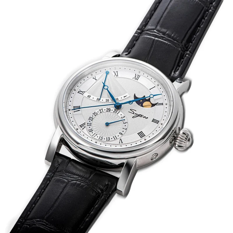2023 Sugess Herrenuhr, automatisch, mechanisch, Mondphase, Armbanduhr, Gangreserve, Saphir, wasserdicht, Tianjin-Uhrwerk