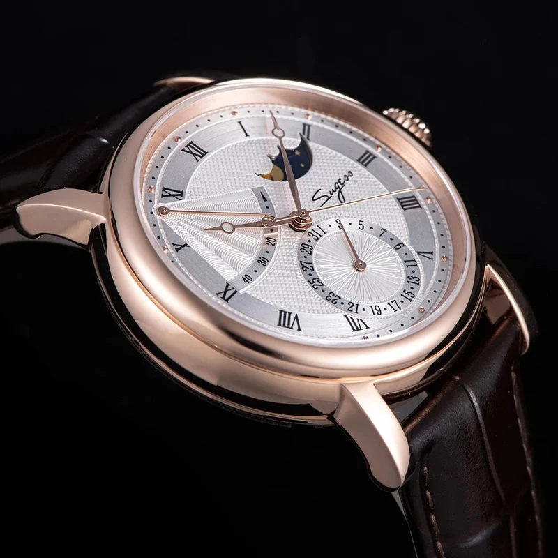 2023 Sugess Herrenuhr, automatisch, mechanisch, Mondphase, Armbanduhr, Gangreserve, Saphir, wasserdicht, Tianjin-Uhrwerk