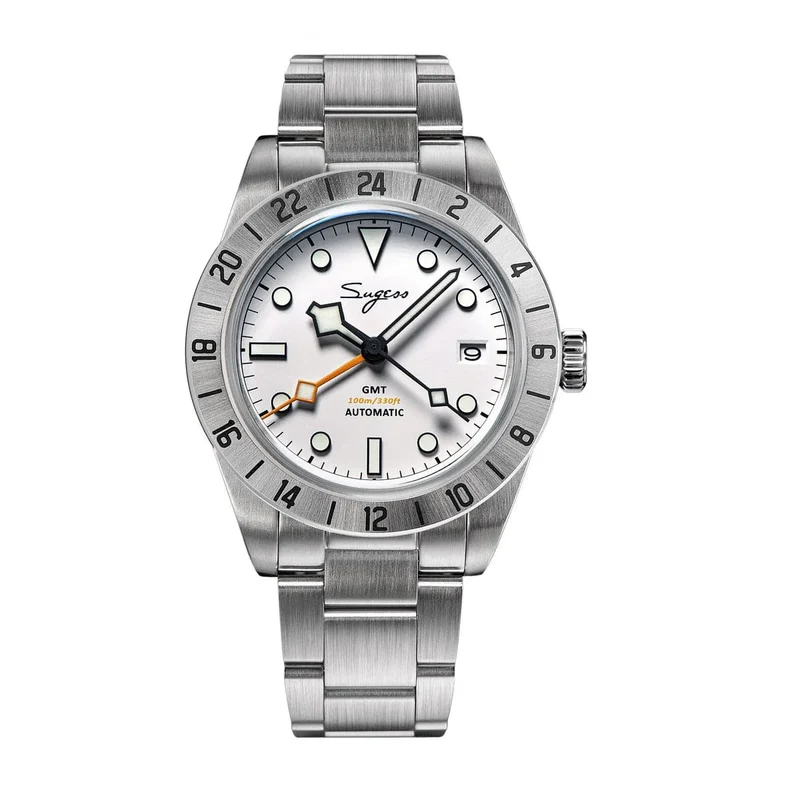 SEESTERN GMT-Uhr für Herren, Retro, NH34, Automatikwerk, mechanische Armbanduhr, gewölbtes Saphirglas, AR-Beschichtung, Micro-Faltschließe