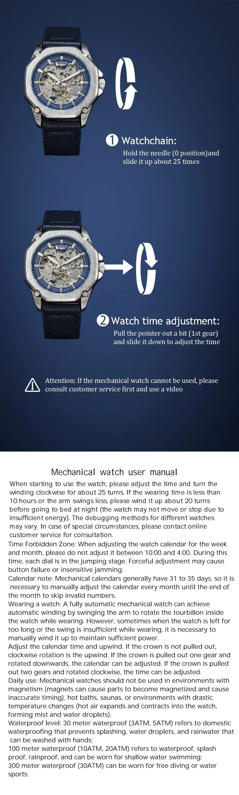 Mann uhr automatische bewegung cool großhandel automatische uhr luxus skelett wasserdicht leder LONGLUX mechanische armbanduhren