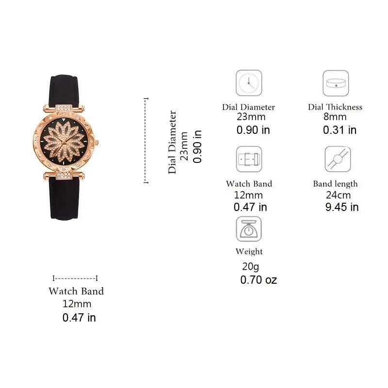 5-teiliges Uhrenset für Damen, Lederarmband, Damenuhr, schlicht, lässig, analoge Damenarmbanduhr, Geschenk, Montre Femme (ohne Box)