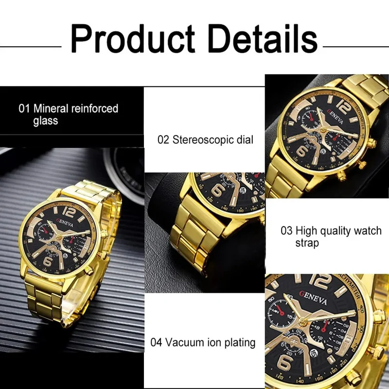 1 Stück Herren Casual Business Trend Roman Day Digitale Stahlband Quarzuhr 1 Stück Luxus Legierung Armband Geburtstag Weihnachtsgeschenk Set