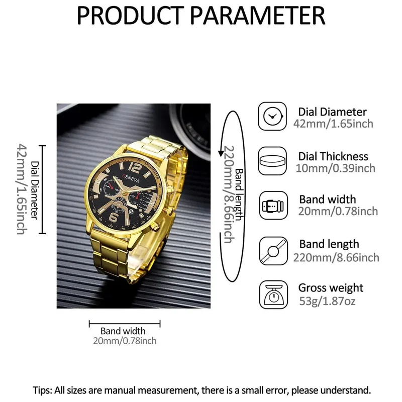1 Stück Herren Casual Business Trend Roman Day Digitale Stahlband Quarzuhr 1 Stück Luxus Legierung Armband Geburtstag Weihnachtsgeschenk Set