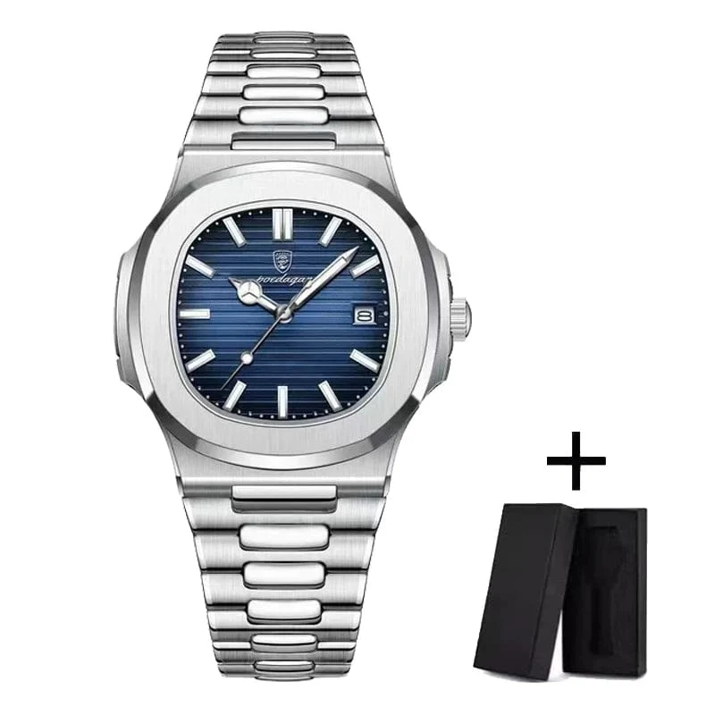 POEDAGAR Luxus Uhr Business Wasserdichte Männliche Uhr Leucht Datum Edelstahl Quadrat Quarz Männer Uhr reloj hombre 2024 Neue